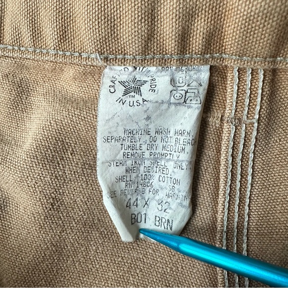 Vintage CARHARTT Duck Double-Front Distressed Dungaree Pants Men’s Size 44x32 - Picture 3 of 3